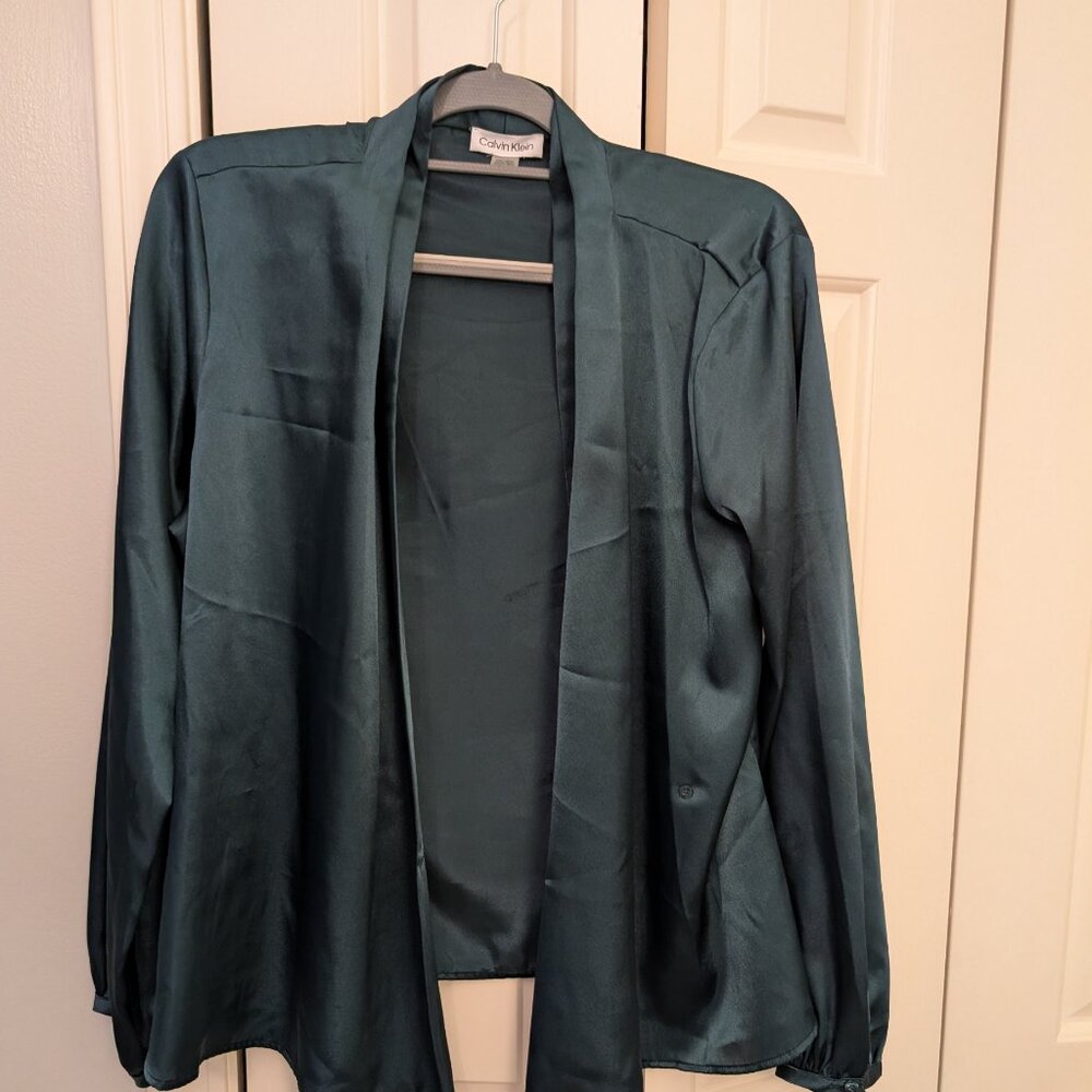 Emerald Green Calvin Klein Wrap Blouse